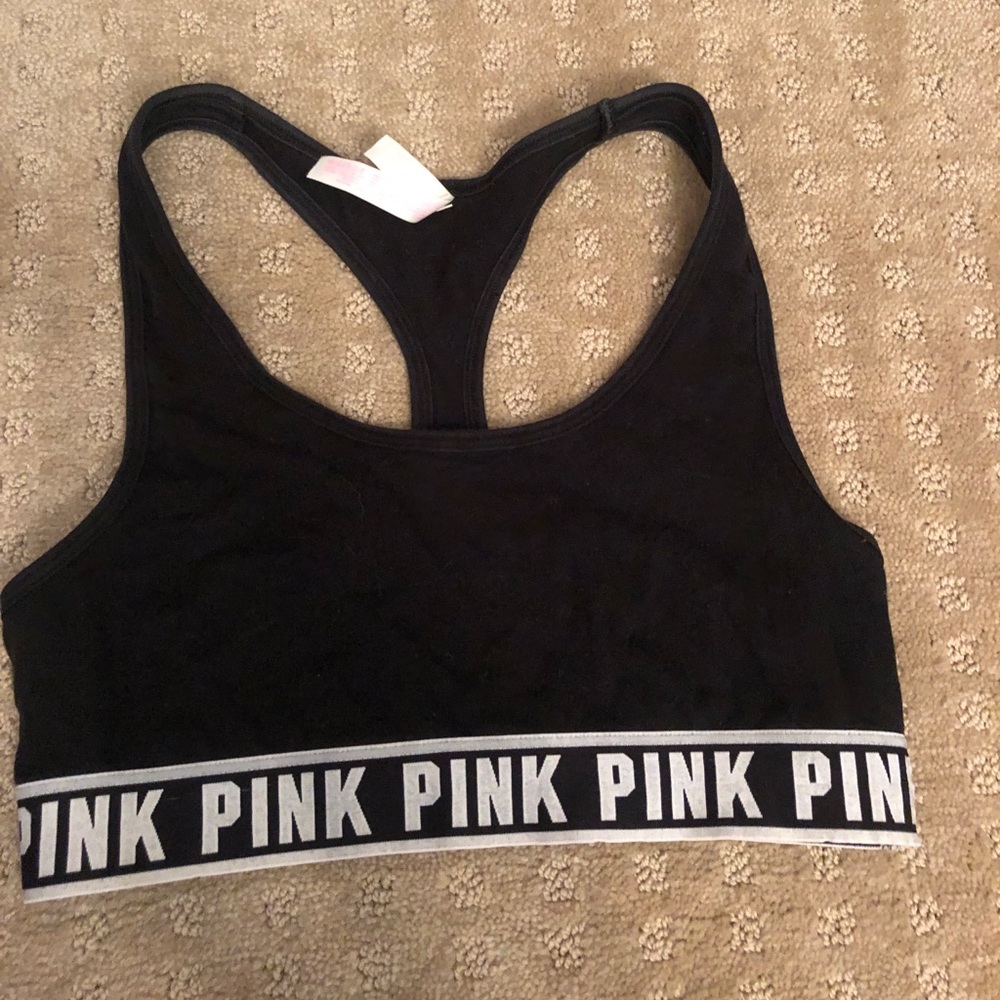 Pink sports bra - black